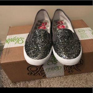 Roxy Silver Glitter Slip On Shoes